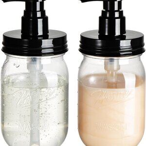 Mason Jar Soap Dispenser with Pump Lid16OZ Refillable Hand‎ Soap Dispenser 2Pack